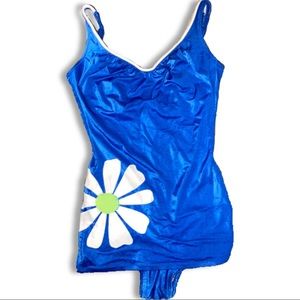 Vintage 1960’s Blue Flower Power One-Piece Swimsuit